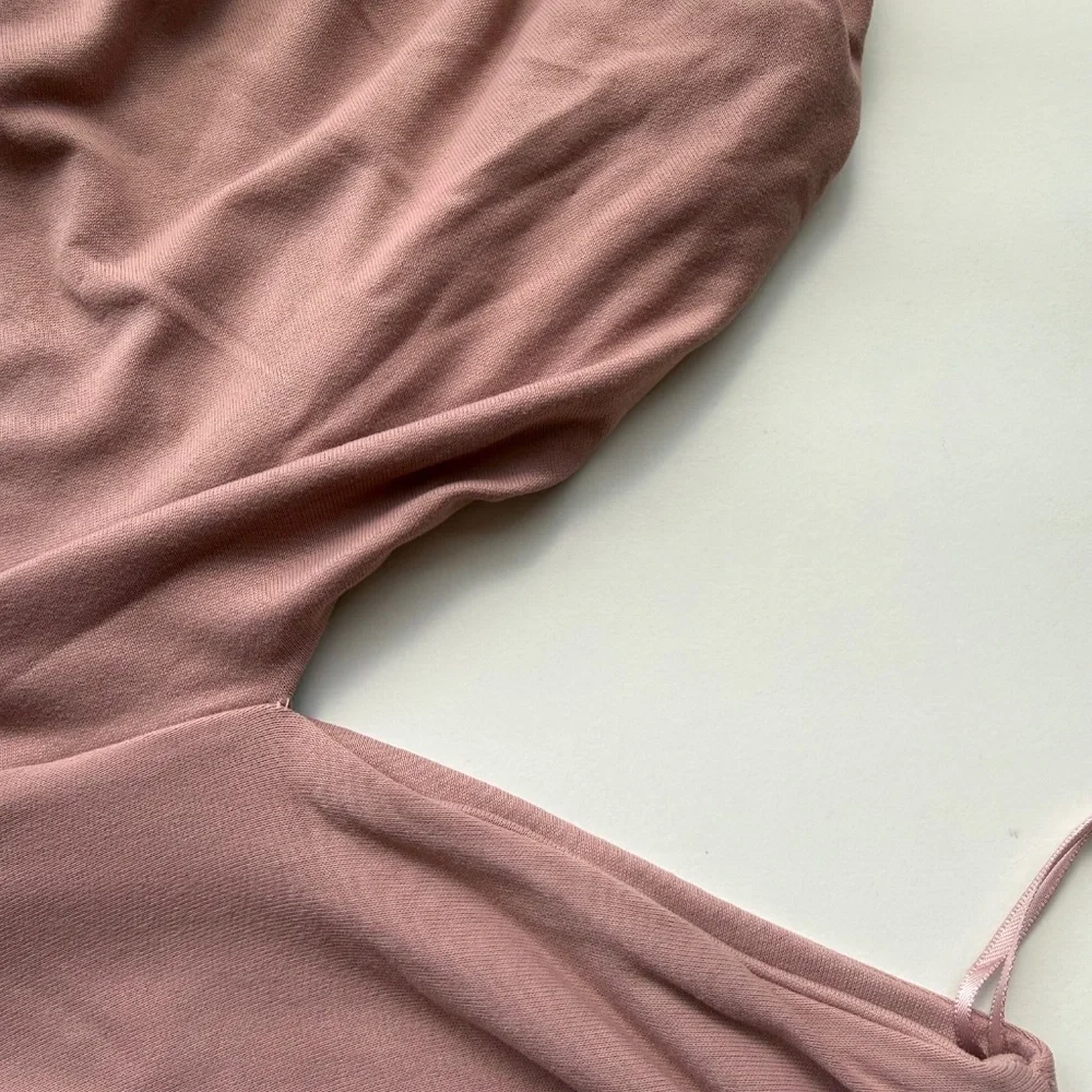 Susana Monaco Womens Blush Pink One Shoulder Cut Out Midi Ruched Dress Small - Picture 11 of 14